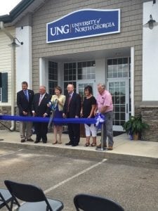 Right to Left: Senator Steve Gooch, Speaker David Ralston, President Bonita C. Jacobs, Chancellor Hank Huckaby, Mayor Donna Whitener, Commissioner Bill Simonds 