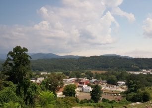 Ellijay during the Eclipse on August 21, 2017, as seen from atop the city cemetery.