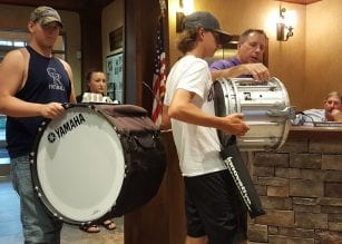 Pflueger Shows the BOE a Snare Drum and the issues they are having with them.